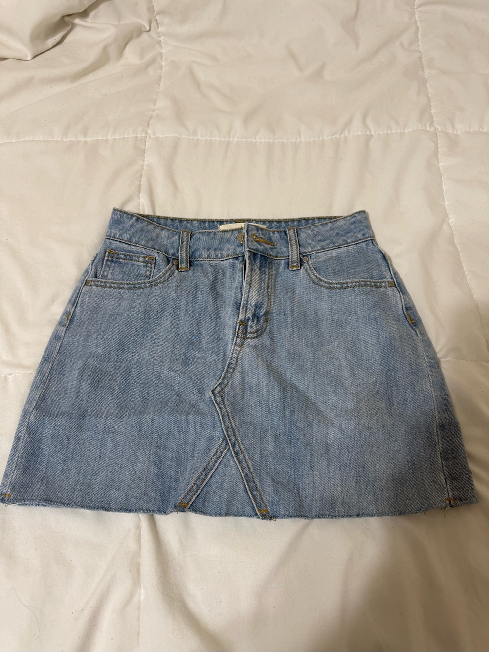 PacSun Light Blue Denim Mini Skirt with Front Yoke Detail